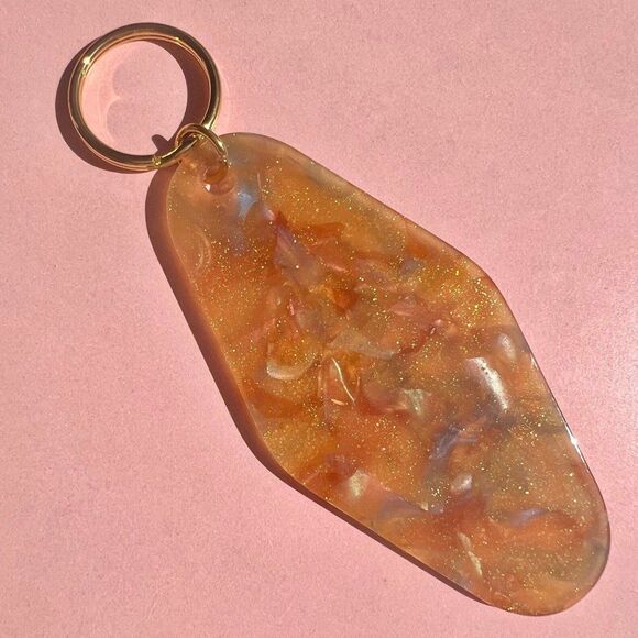 Sagittarius Horoscope Engraved Gold Glitter Resin Gold Keychain - Picture 4 of 5